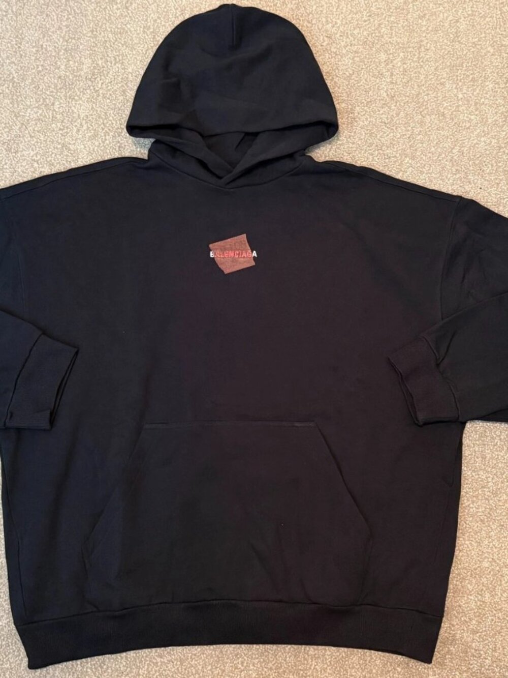Balenciaga Taped Back Medium Fit Hoodie faded black red sz M